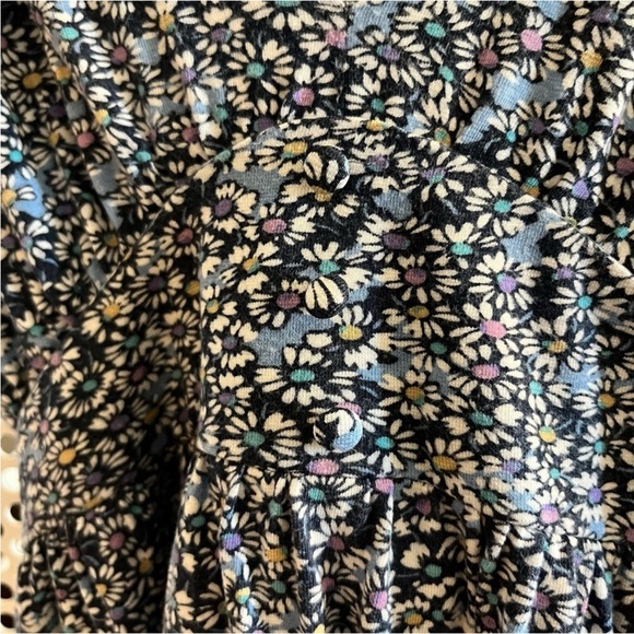 Topshop Floral Vee Neck Mini Dress Size Medium Blue with Tie at Back - Picture 5 of 6